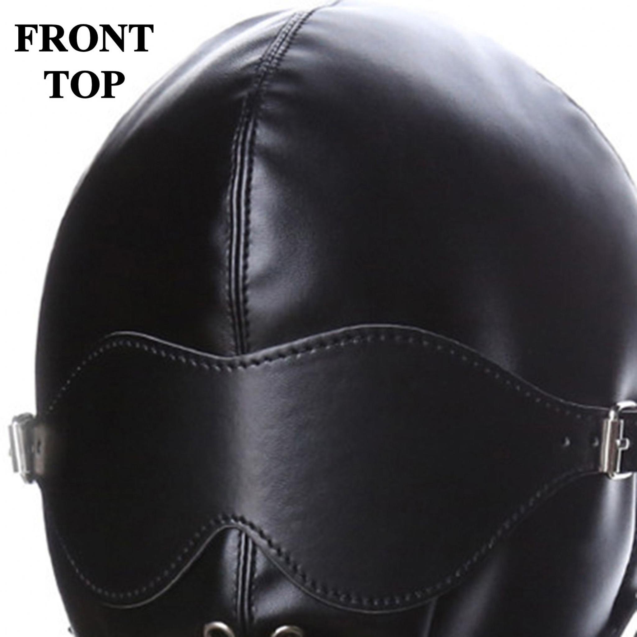Leather Fetish Sex Mask. Black Leather.