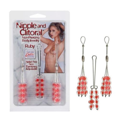 Nipple and Clit non piercing body jewellery - Ruby