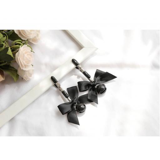 Nipple Clamps with black bows and Bell. Adjustable