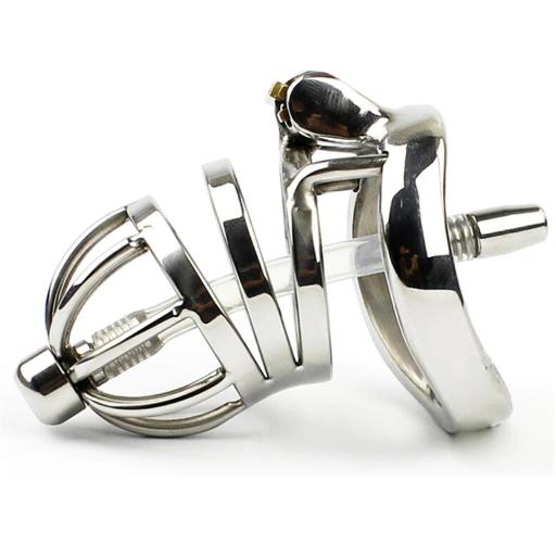 Male Chastity Cage. Lockable SMALL, urethral catheter