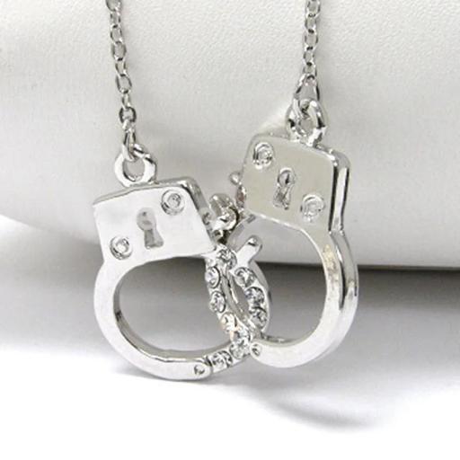 Handcuff necklace with rhinestone