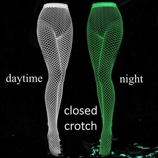 Glow in the dark fishnet tights, closed crotch